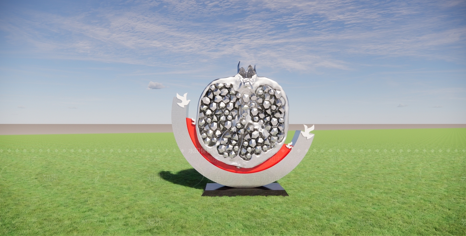 现代户外石榴雕塑小品SU模型下载【ID:1161466657】