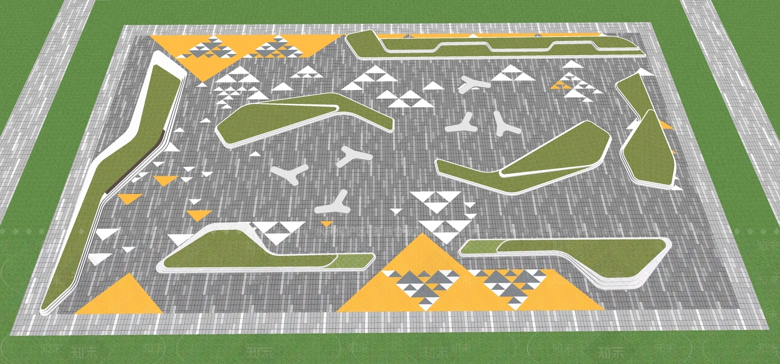 现代公园景观SU模型下载【ID:1161467201】