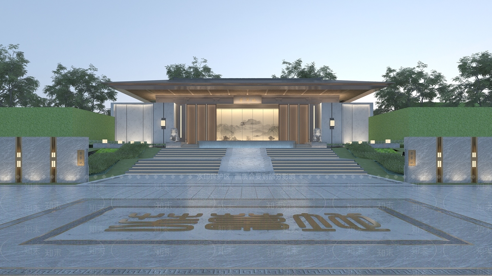 新中式售楼部3D模型下载【ID:1161472328】