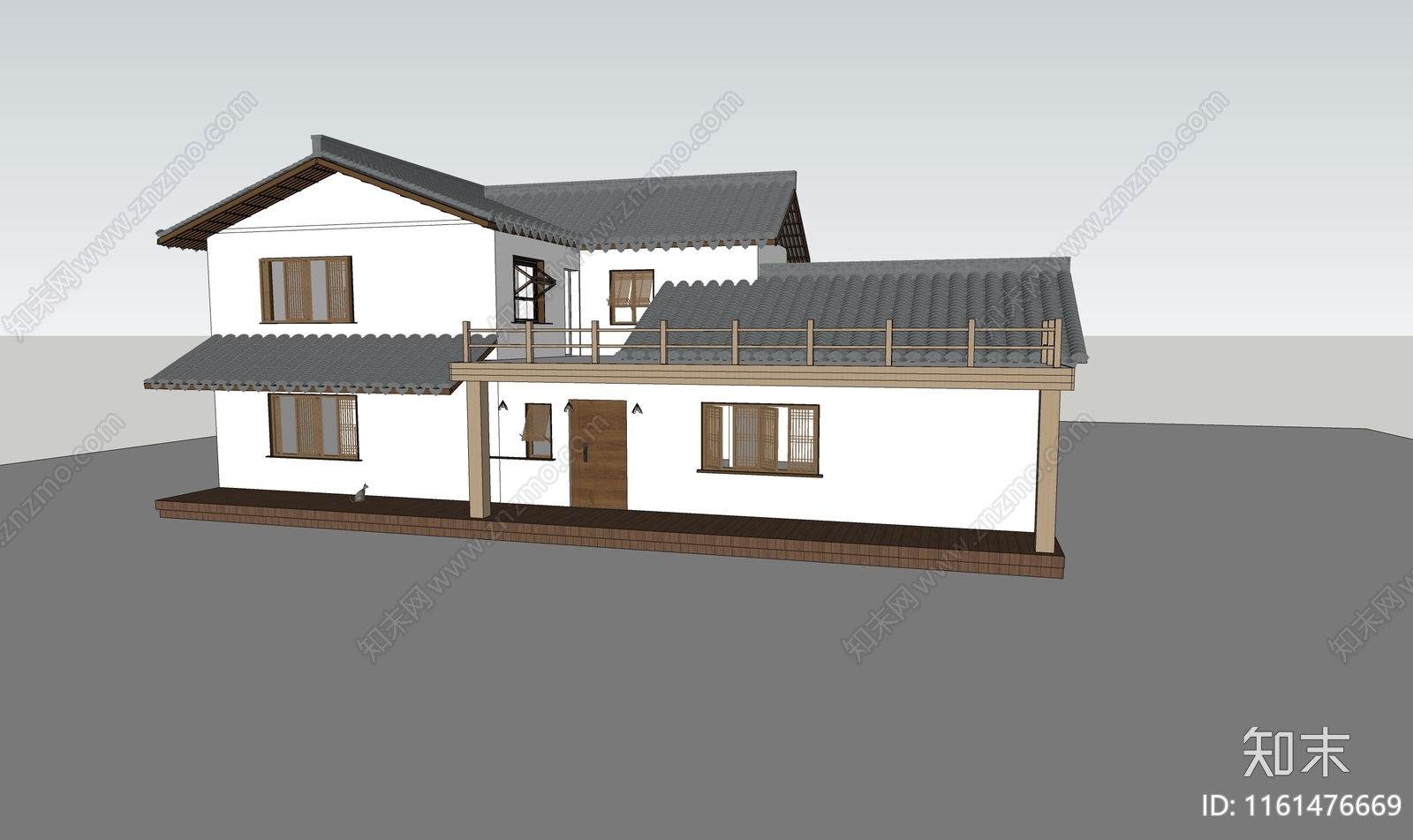 新中式农村自建别墅SU模型下载【ID:1161476669】