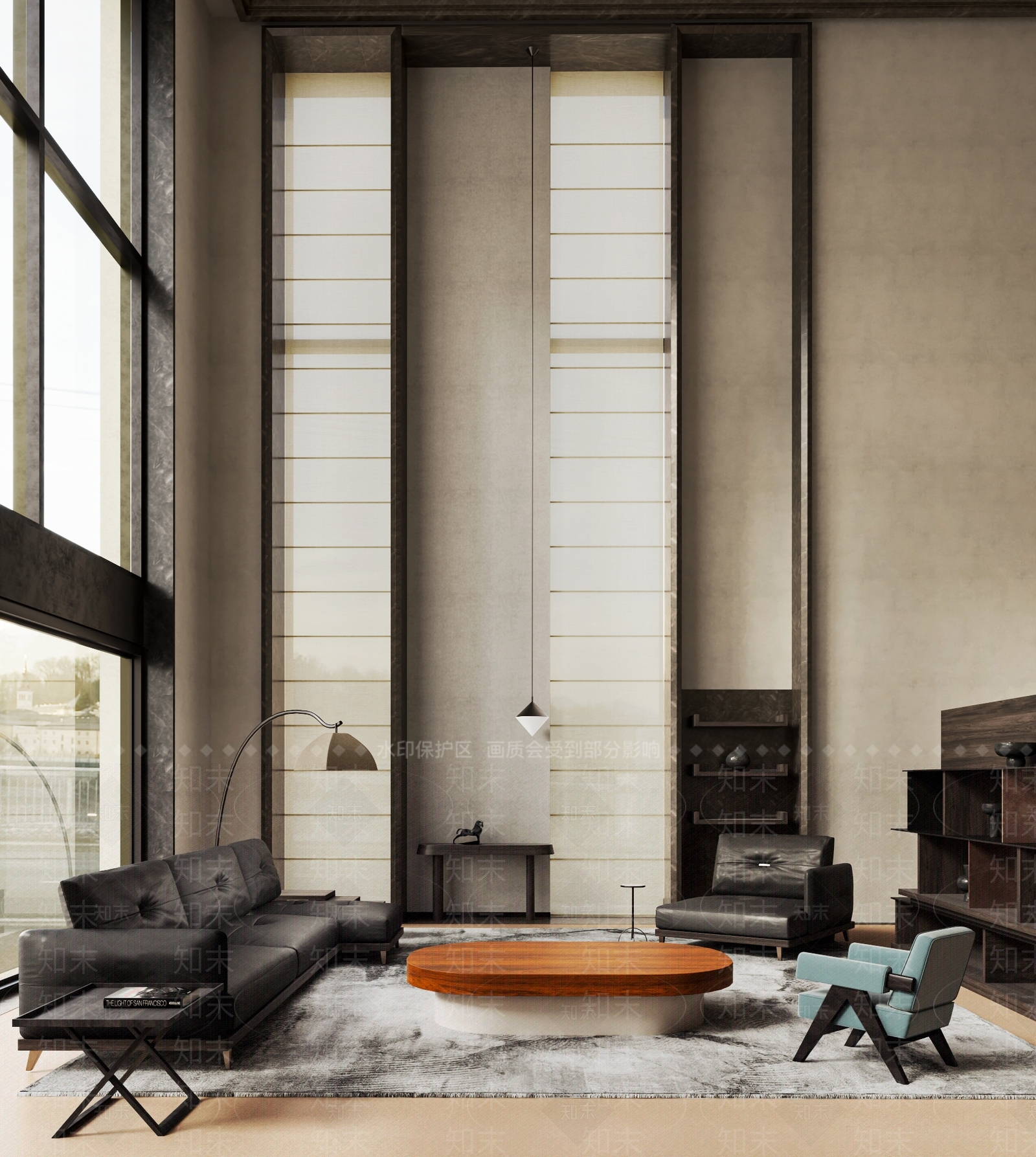 现代别墅挑高客厅3D模型下载【ID:1161478355】