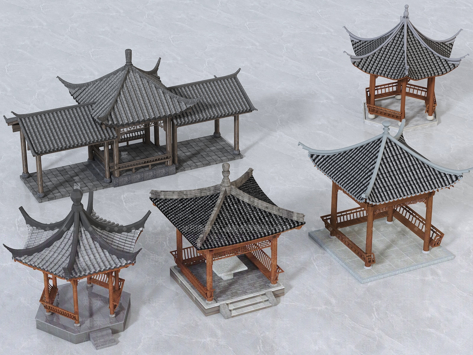 中式景观亭子3D模型下载【ID:1161485893】