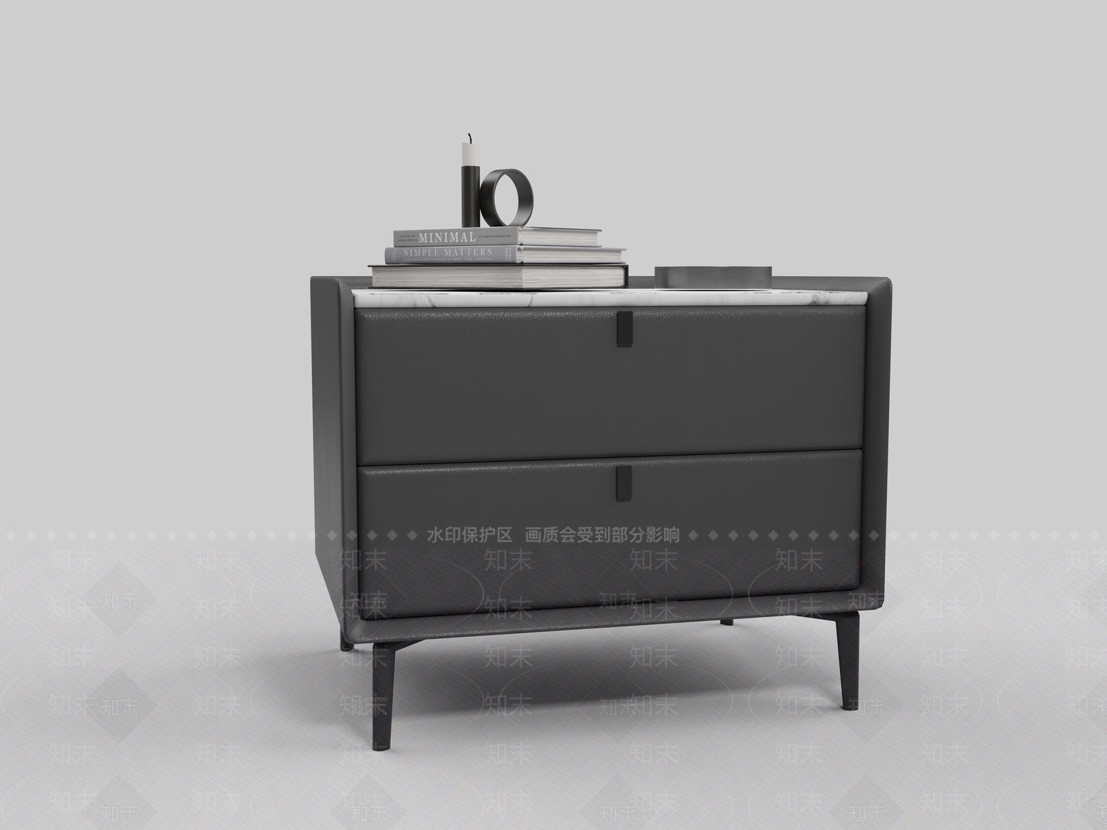现代黑色皮革床头柜3D模型下载【ID:1161487038】
