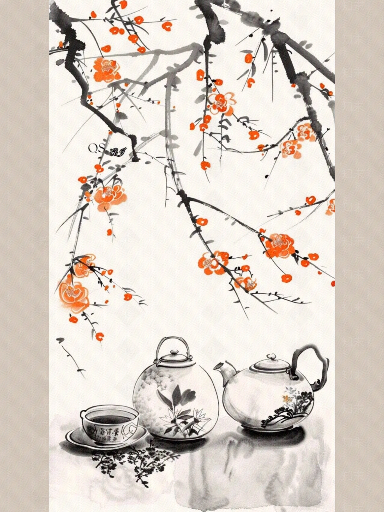 禅意水墨画贴图下载【ID:1161489383】