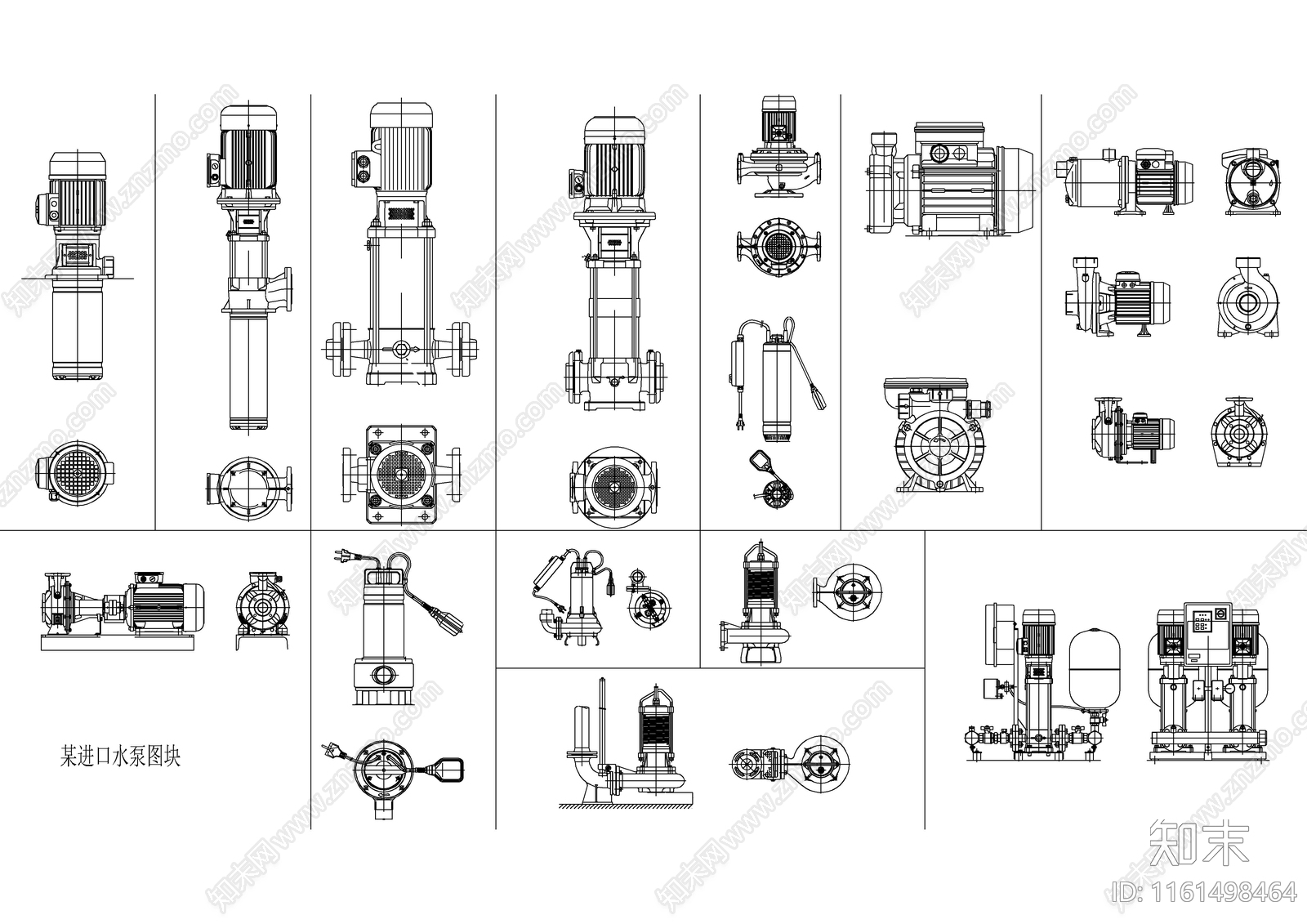 精选多种水泵图块施工图下载【ID:1161498464】