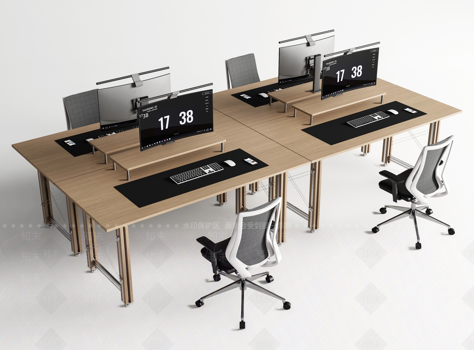 现代办公桌椅组合SU模型下载【ID:1161499459】