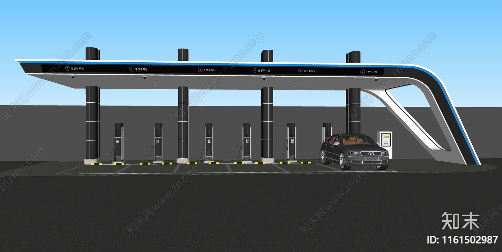 现代新能源车充电站SU模型下载【ID:1161502987】
