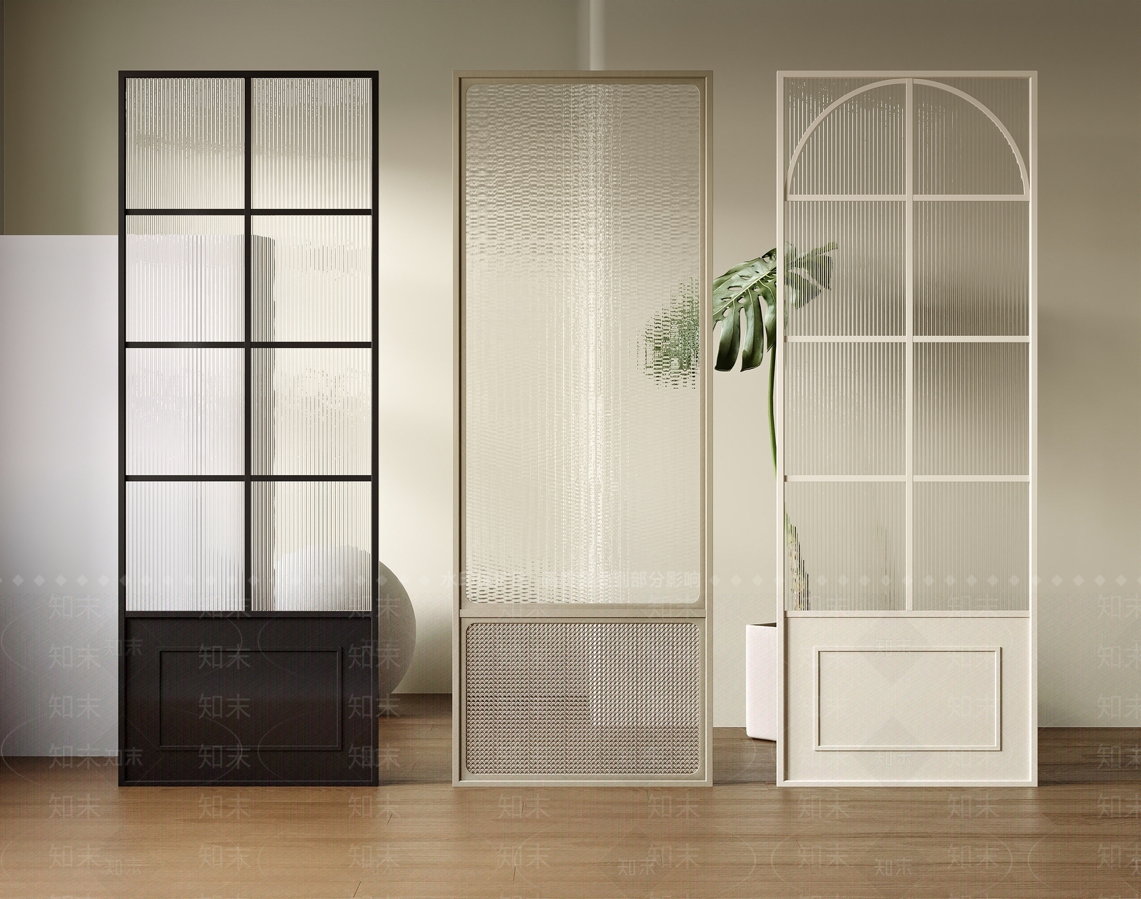 现代玻璃隔断SU模型下载【ID:1161503939】