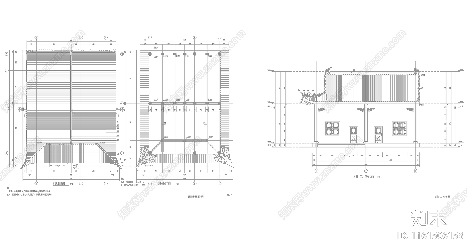 仿古歇山偏房工具房施工图下载【ID:1161506153】