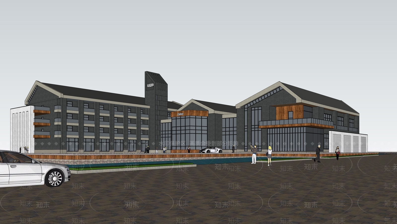 现代会所建筑SU模型下载【ID:1161506785】