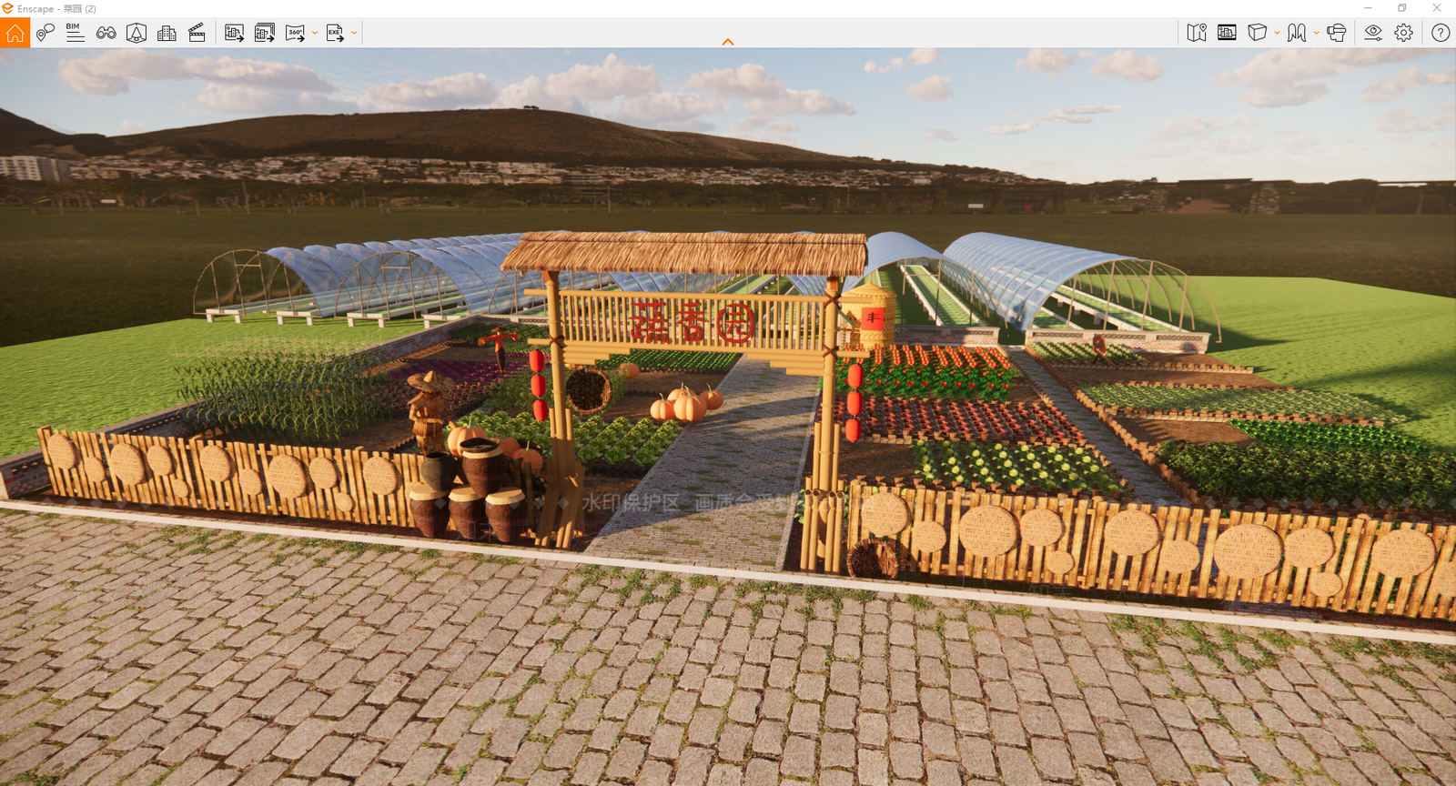 新中式乡村蔬菜园景观SU模型下载【ID:1161514691】