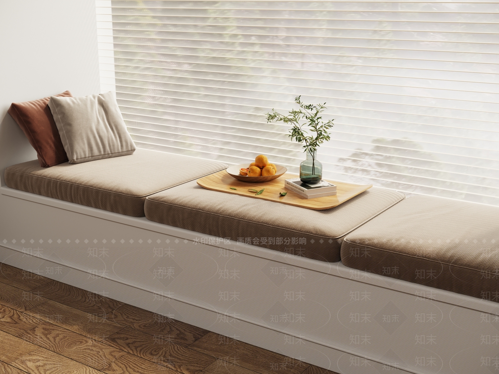 现代飘窗坐垫3D模型下载【ID:1161516423】