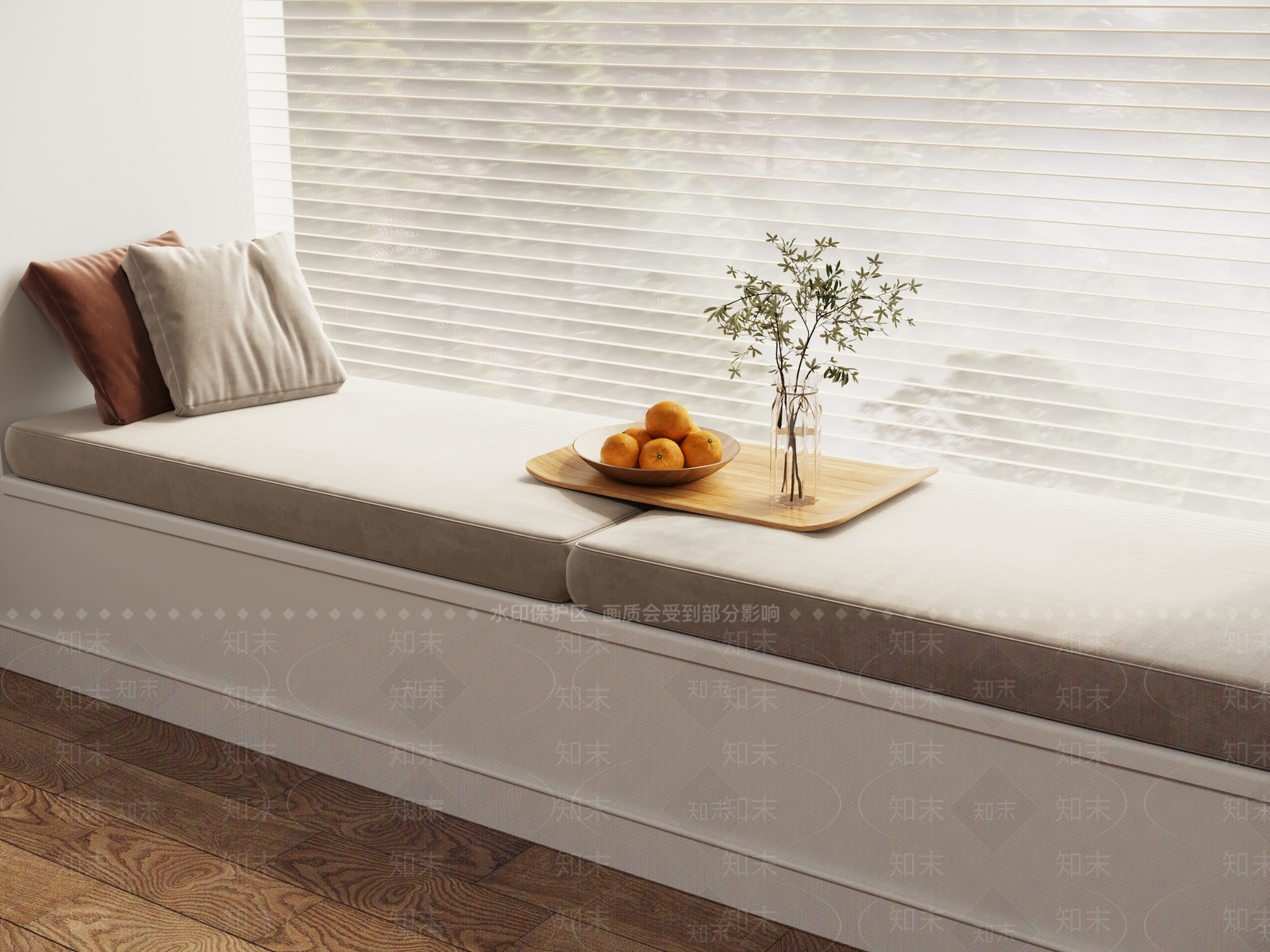 现代飘窗坐垫3D模型下载【ID:1161516595】