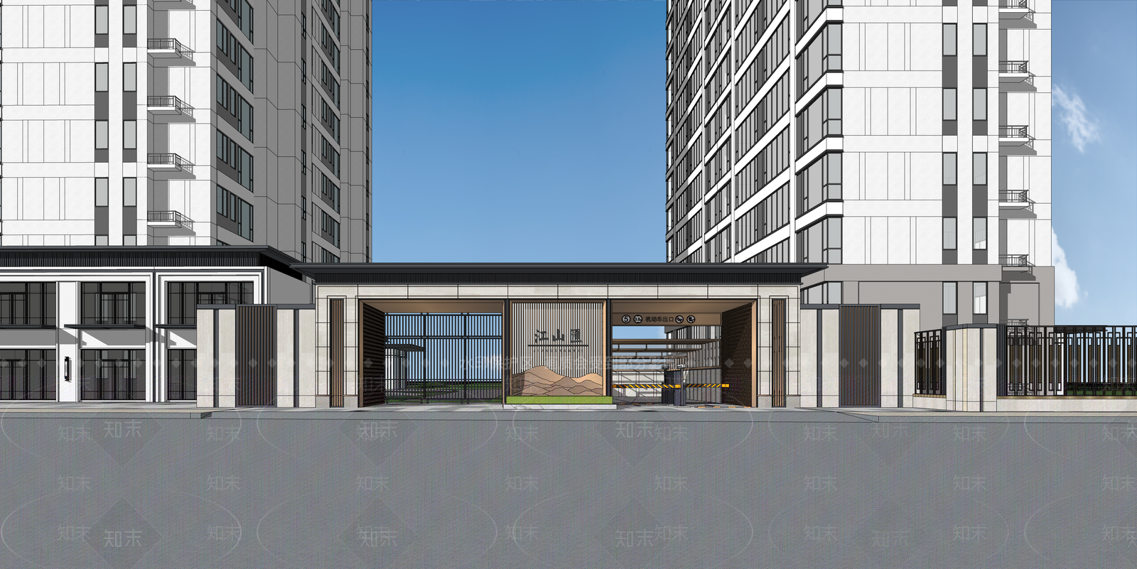 新中式小区大门SU模型下载【ID:1161518750】