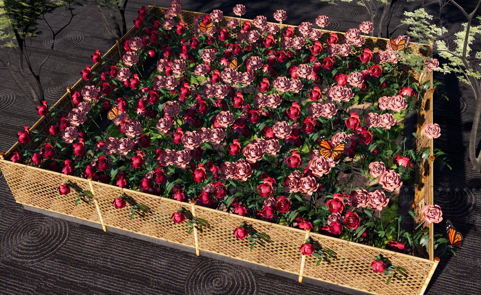 玫瑰花花田SU模型下载【ID:1161525758】