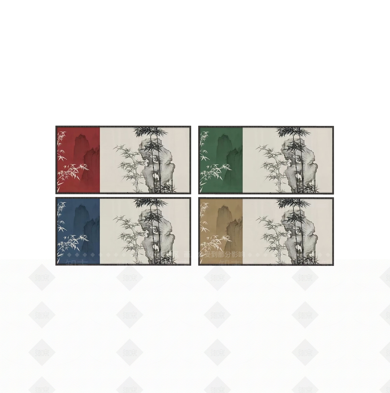 新中式石竹图装饰挂画SU模型下载【ID:1161524903】