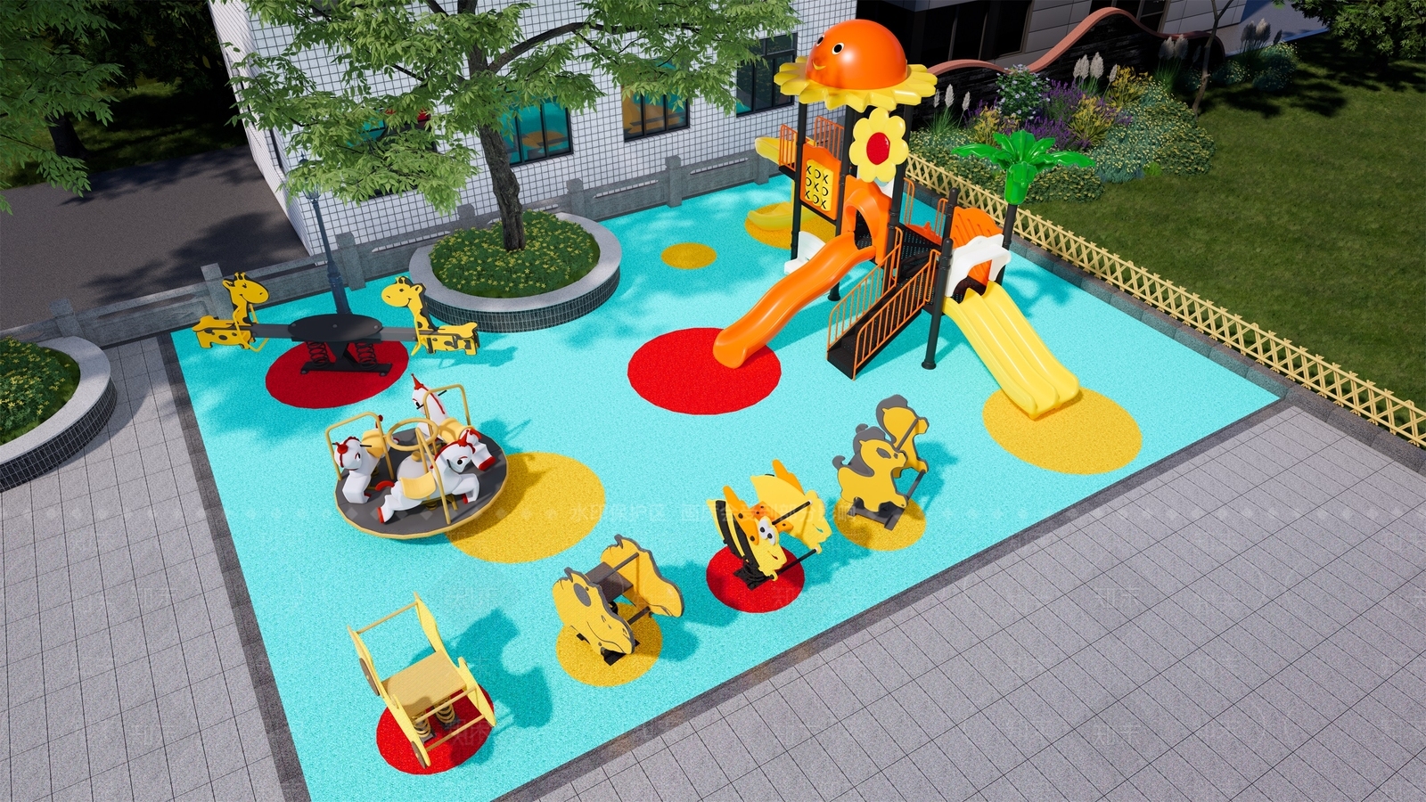 现代社区游乐场SU模型下载【ID:1161525806】