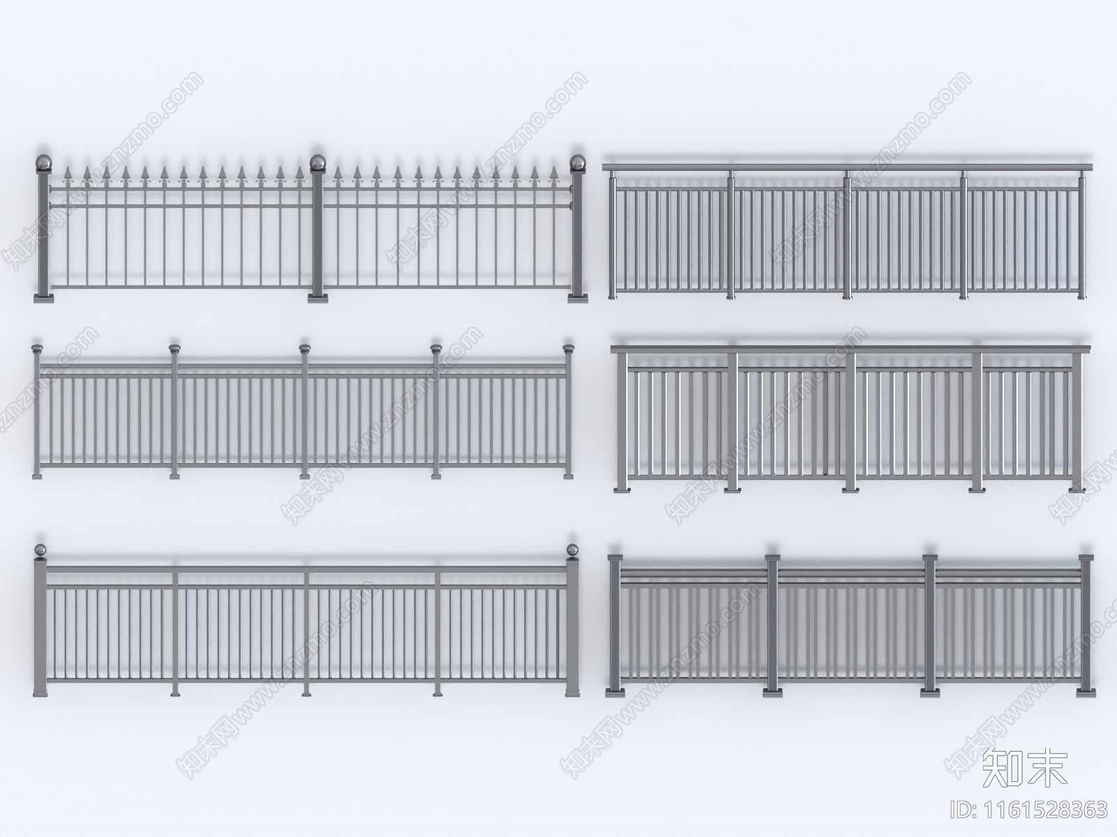 现代铁艺栏杆3D模型下载【ID:1161528363】