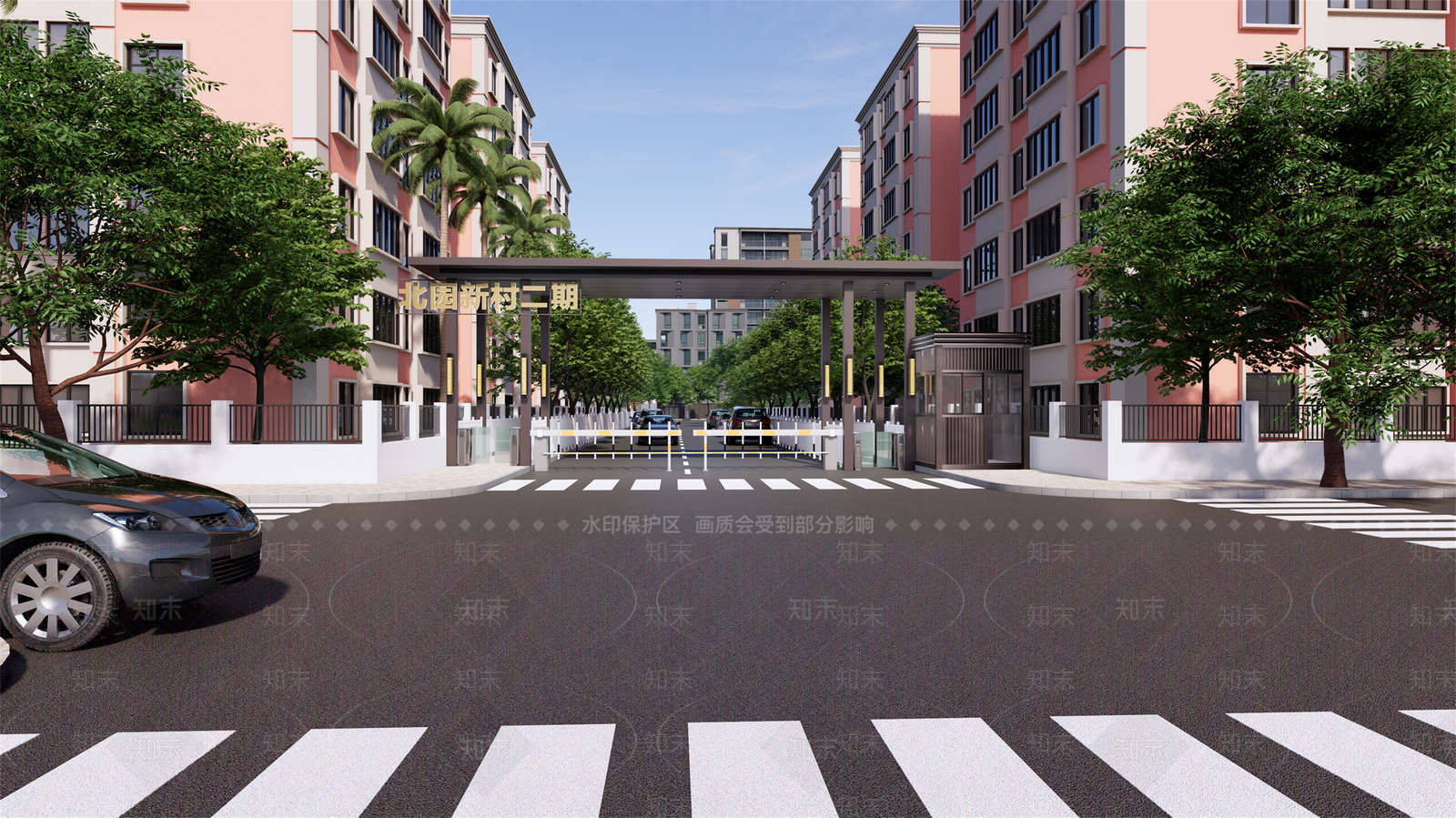 现代小区大门SU模型下载【ID:1161534248】