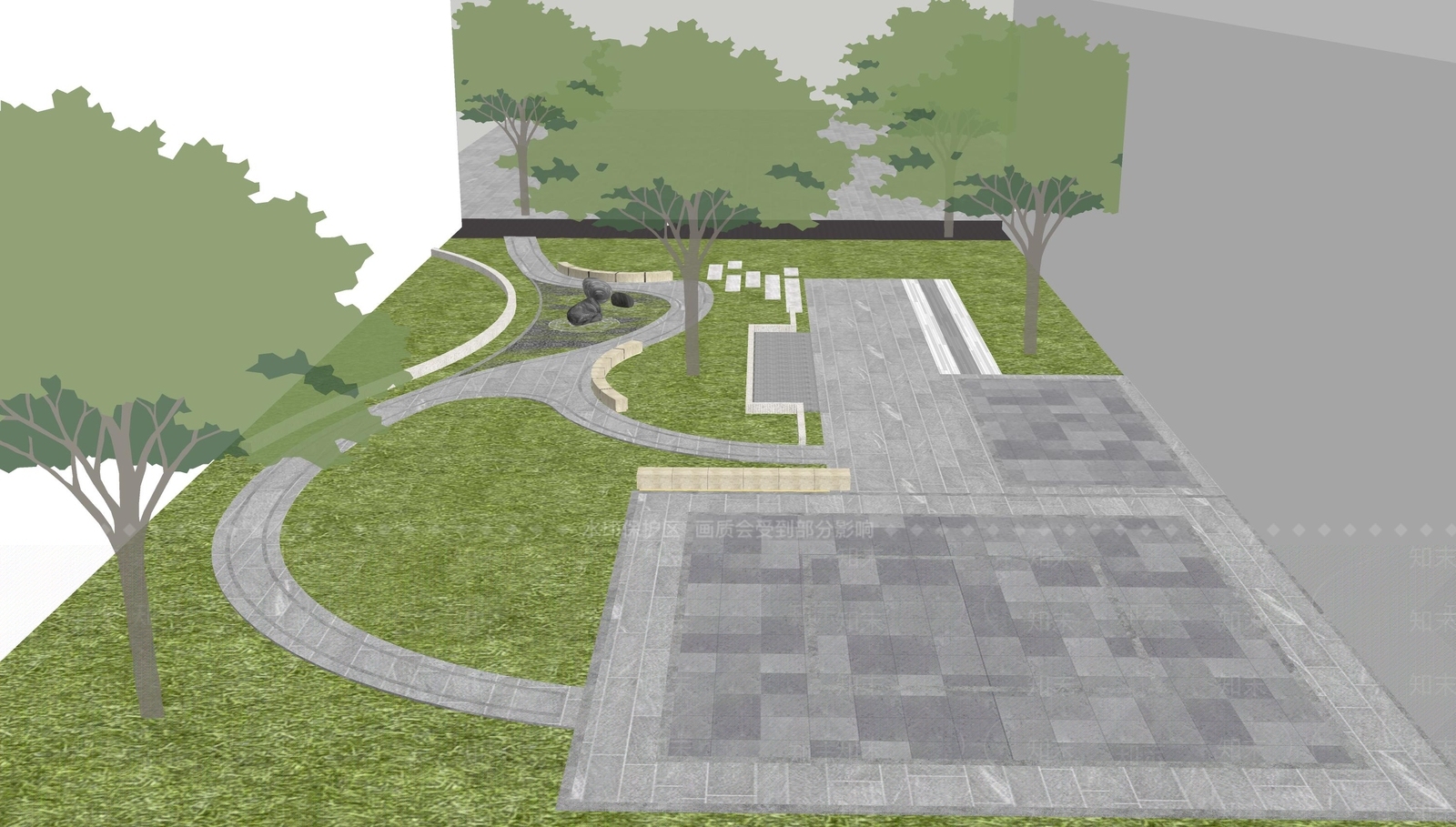 新中式口袋公园SU模型下载【ID:1161538559】