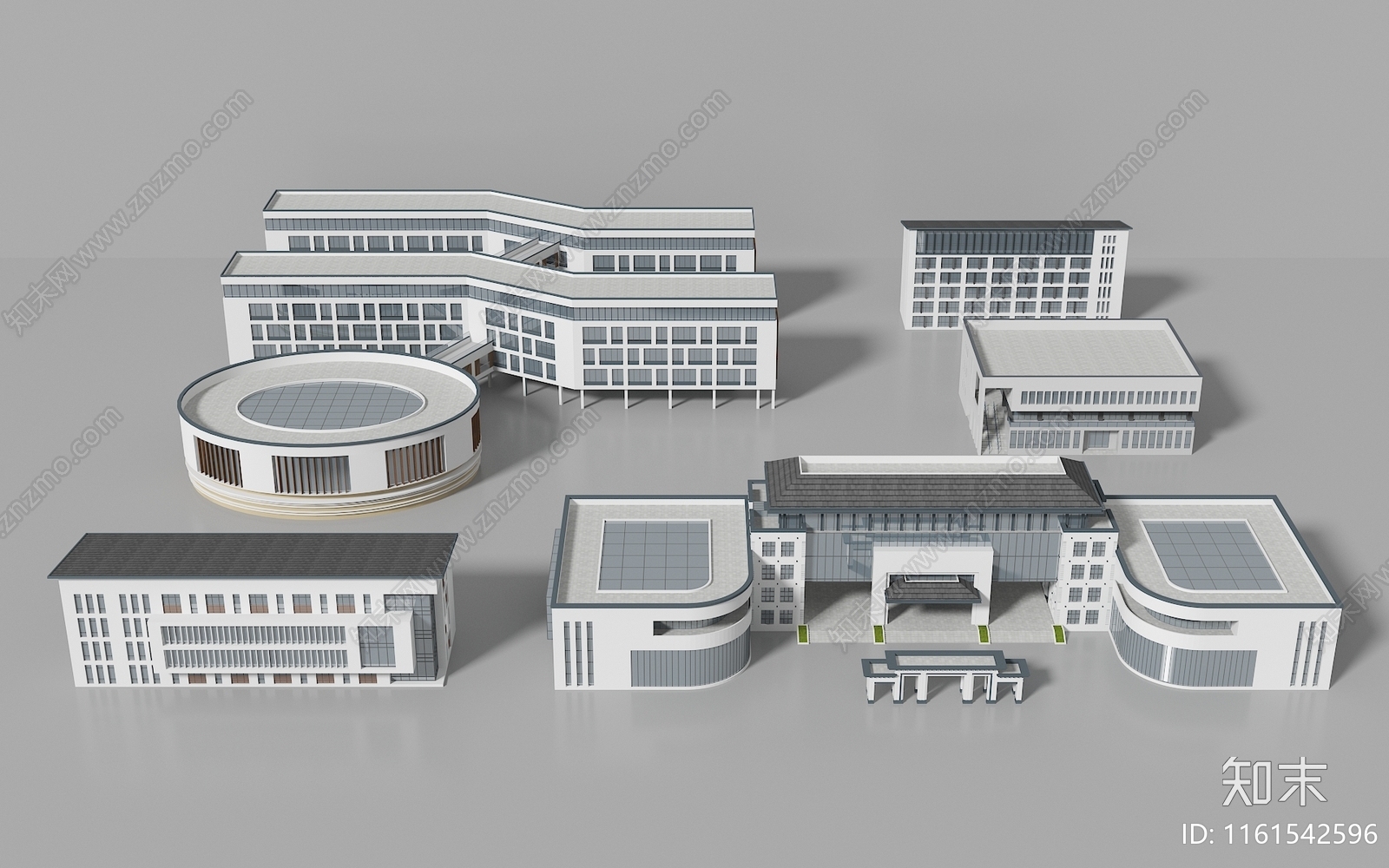 现代学校建筑外观3D模型下载【ID:1161542596】