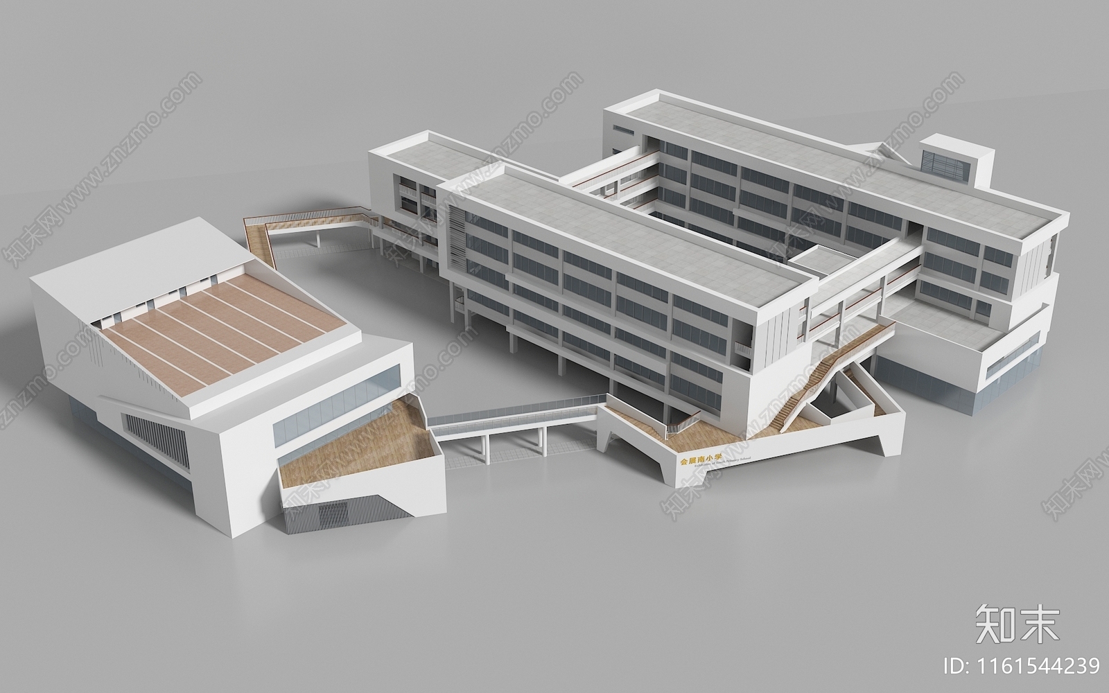 现代学校建筑外观3D模型下载【ID:1161544239】