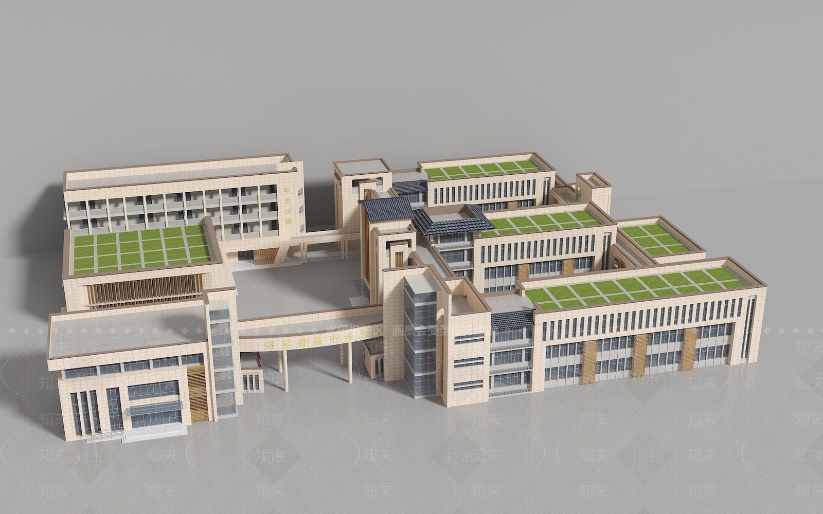 现代学校建筑外观3D模型下载【ID:1161544882】