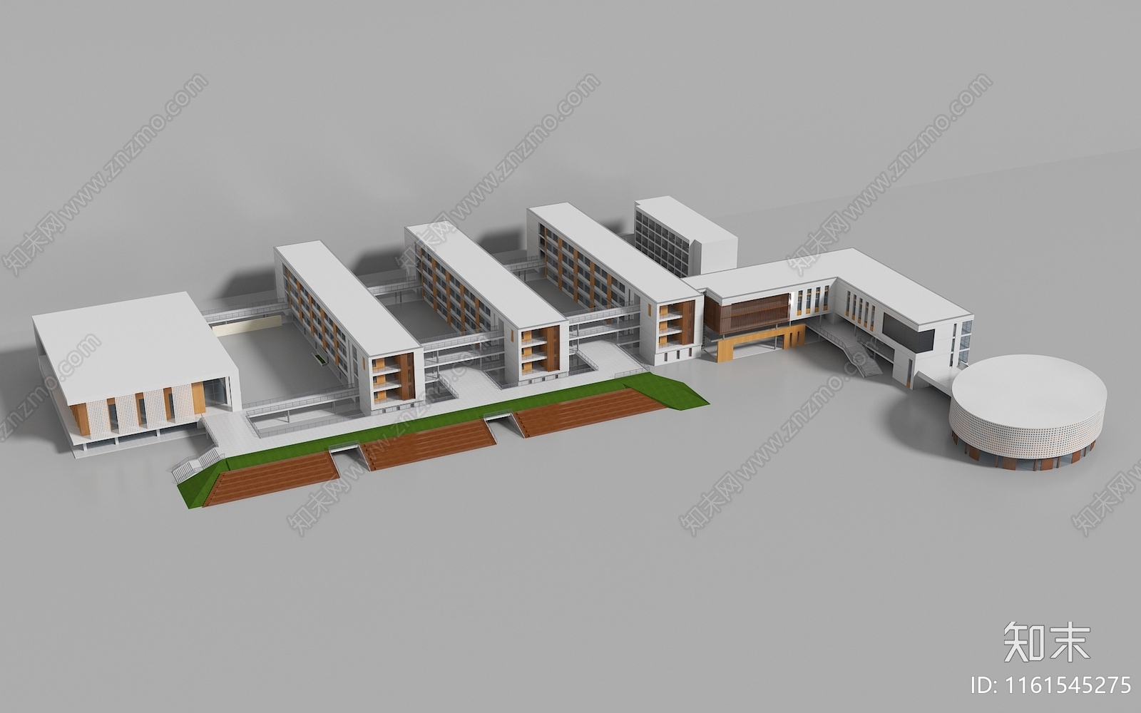 现代学校建筑外观3D模型下载【ID:1161545275】