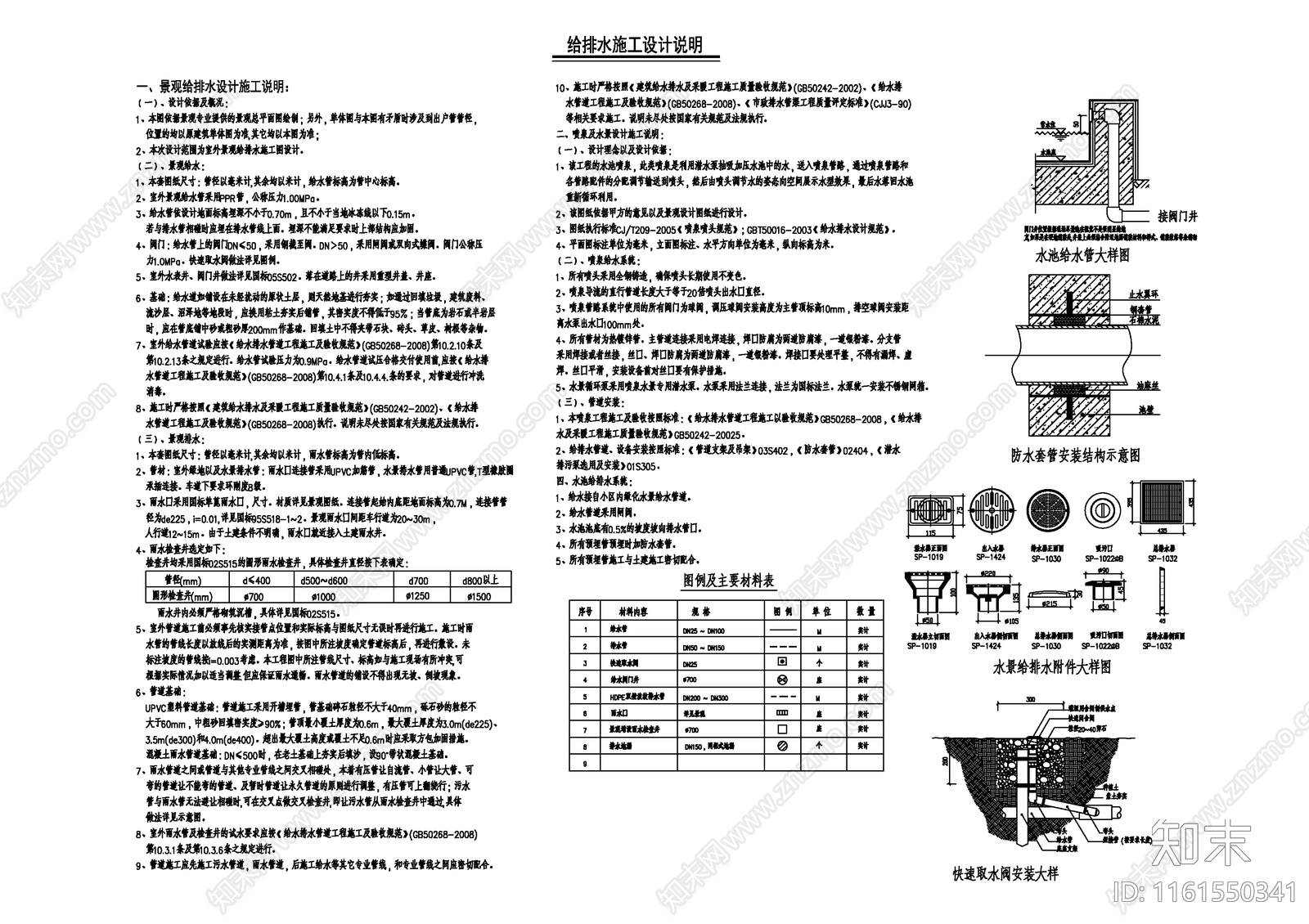 给排水施工设计说明cad施工图下载【ID:1161550341】