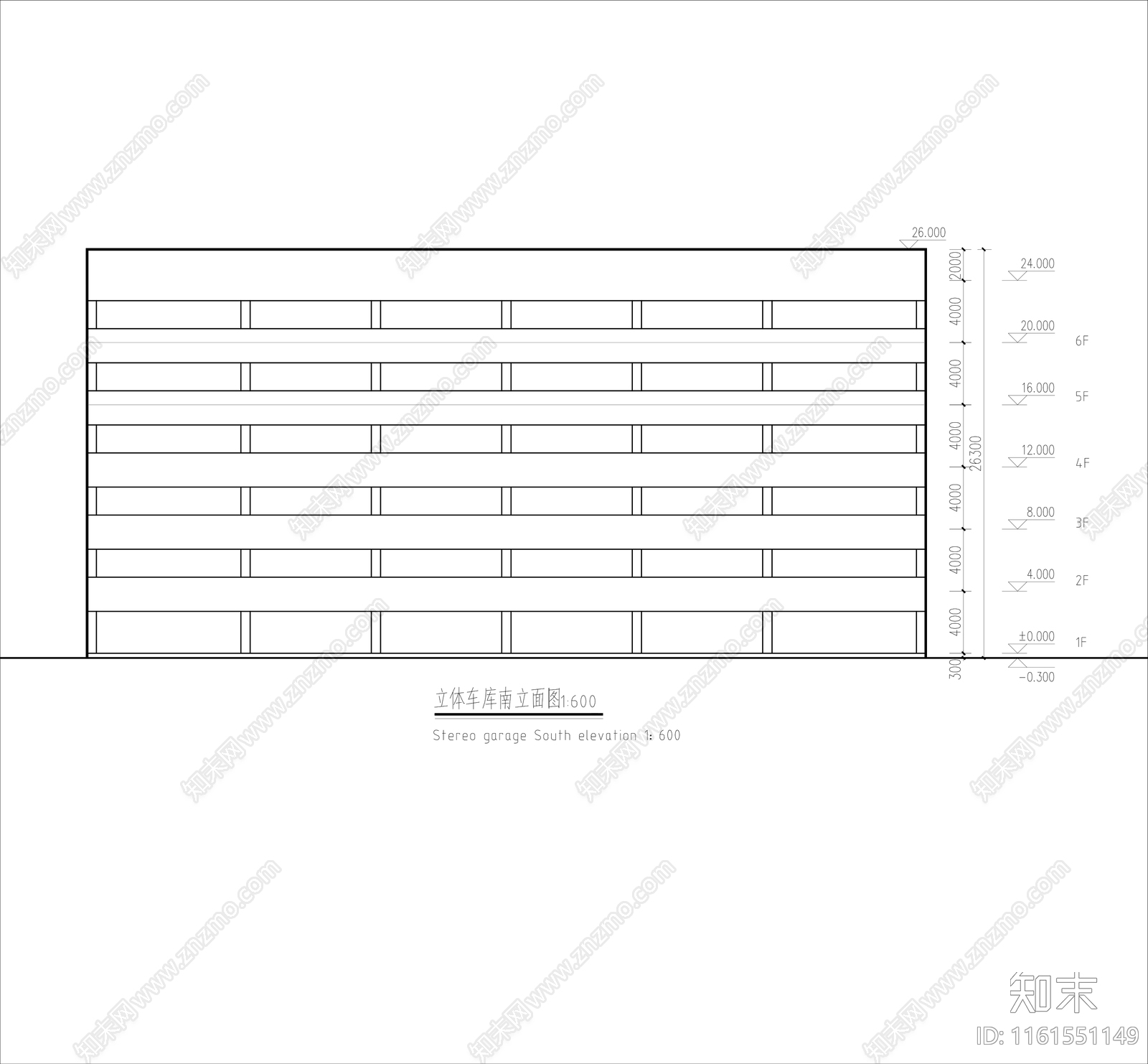 停车楼平立剖面图施工图下载【ID:1161551149】