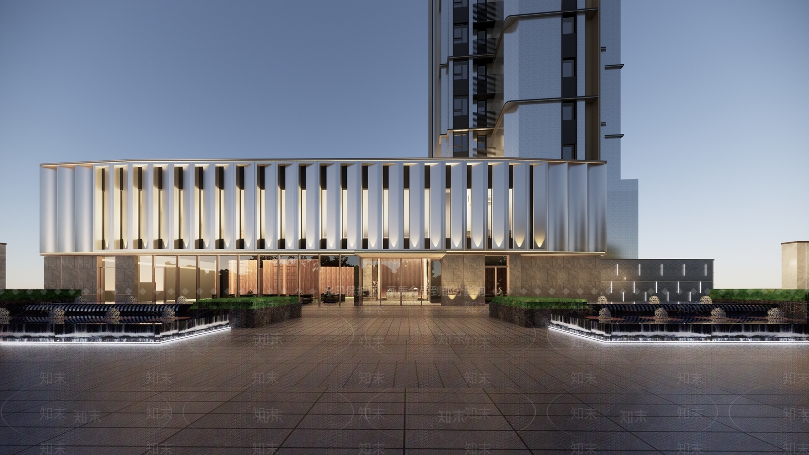 现代风格售楼处立面SU模型下载【ID:1161555474】