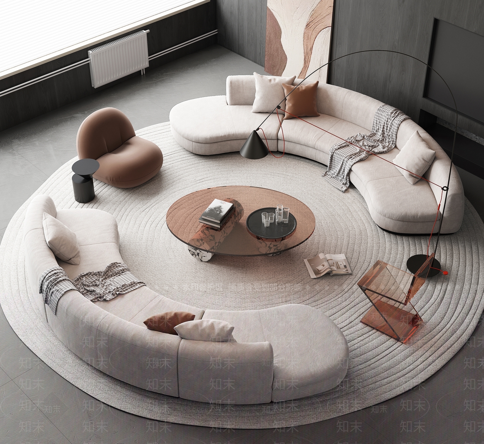 现代沙发茶几组合3D模型下载【ID:1161554233】