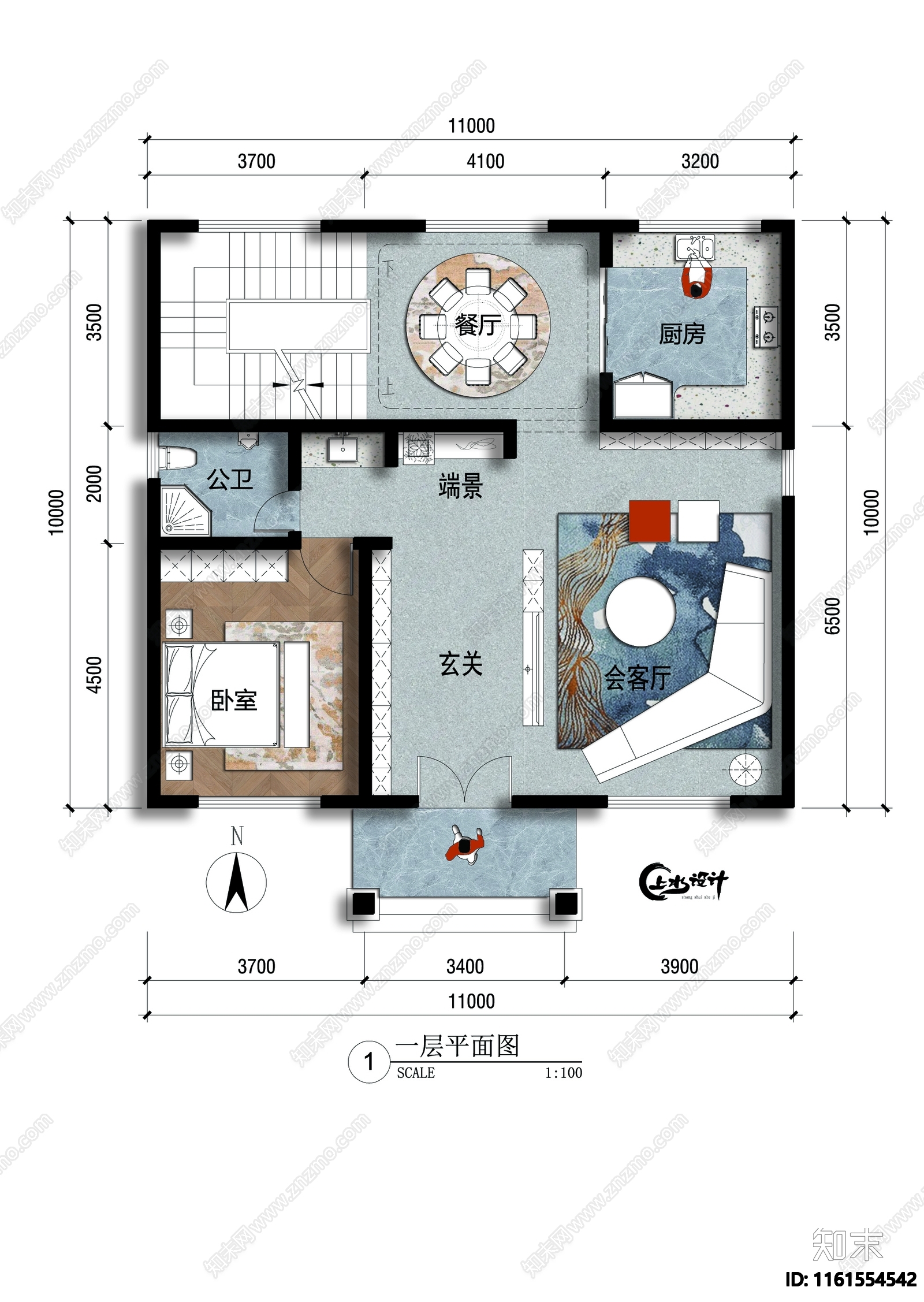 二层自建房11米X10米平面布局设计施工图下载【ID:1161554542】