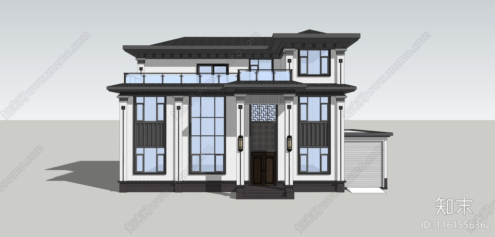 新中式农村自建房别墅SU模型下载【ID:1161556362】