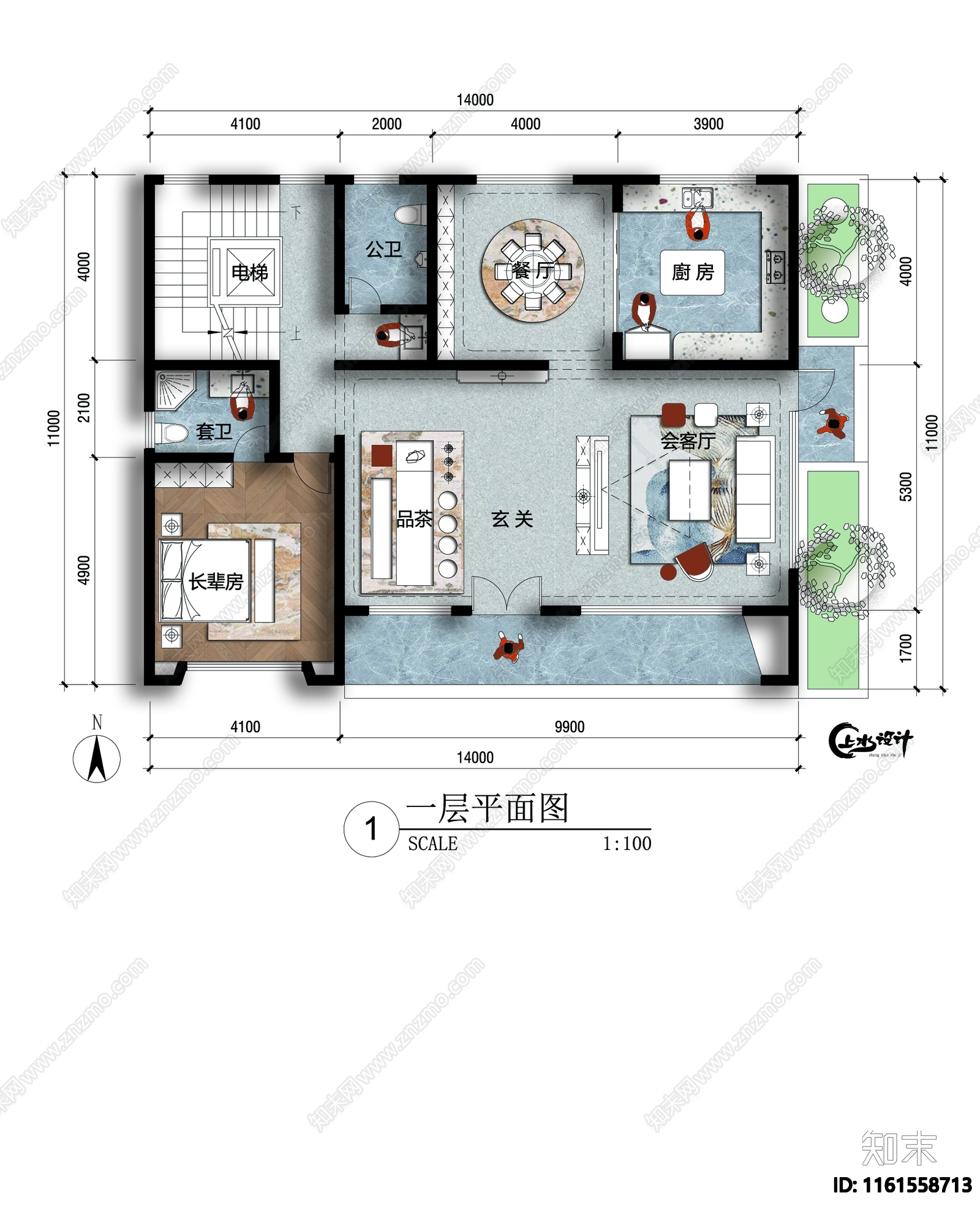 三层现代别墅14X11米施工图下载【ID:1161558713】
