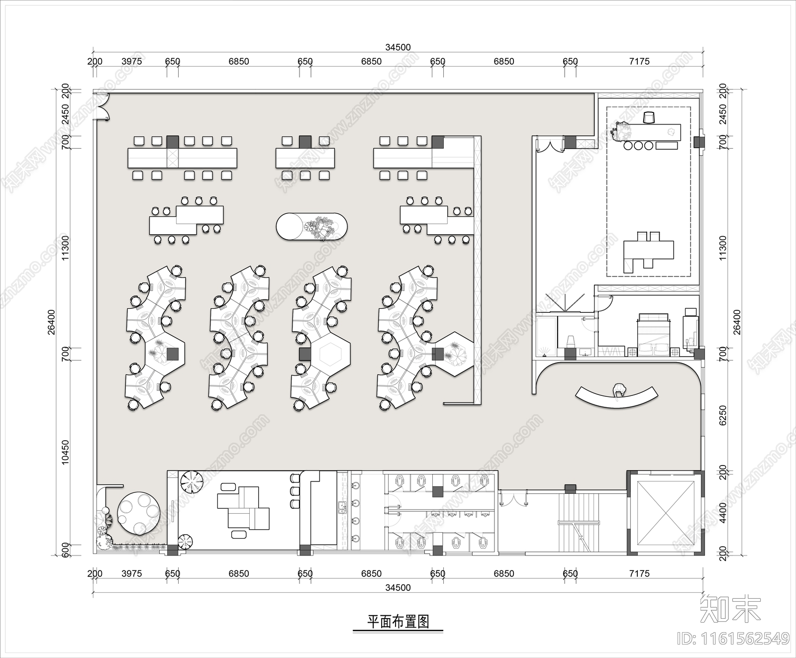 900平米办公空间平面布置图_施工图施工图下载 ID:1161562549_【知末网】