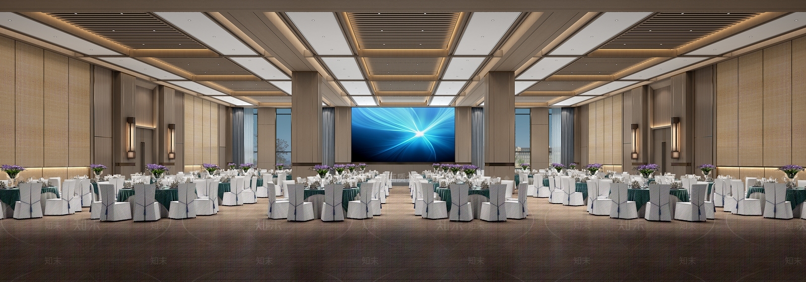 现代酒店宴会厅3D模型下载【ID:1161570529】