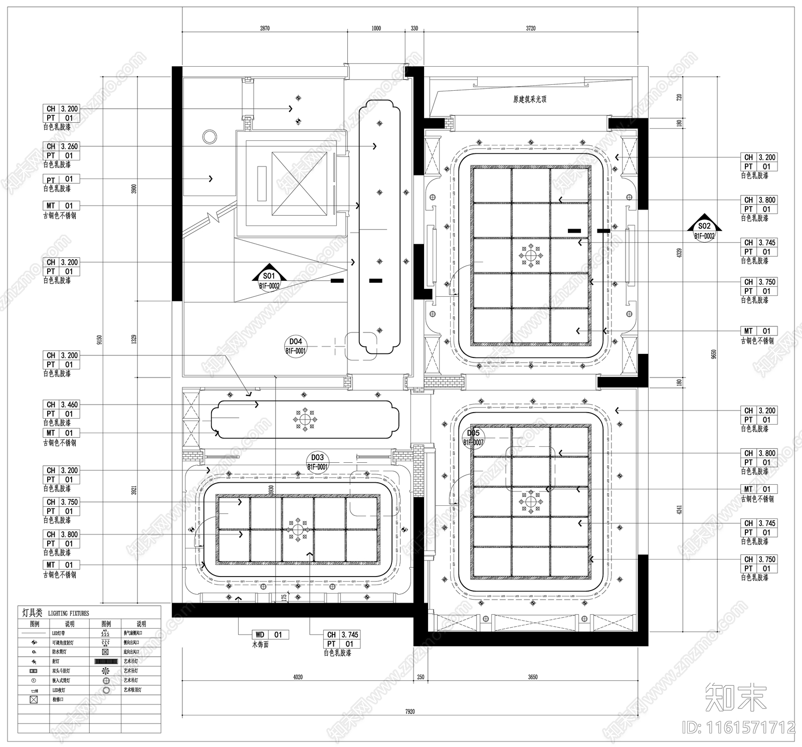 吊顶平面图施工图下载【ID:1161571712】