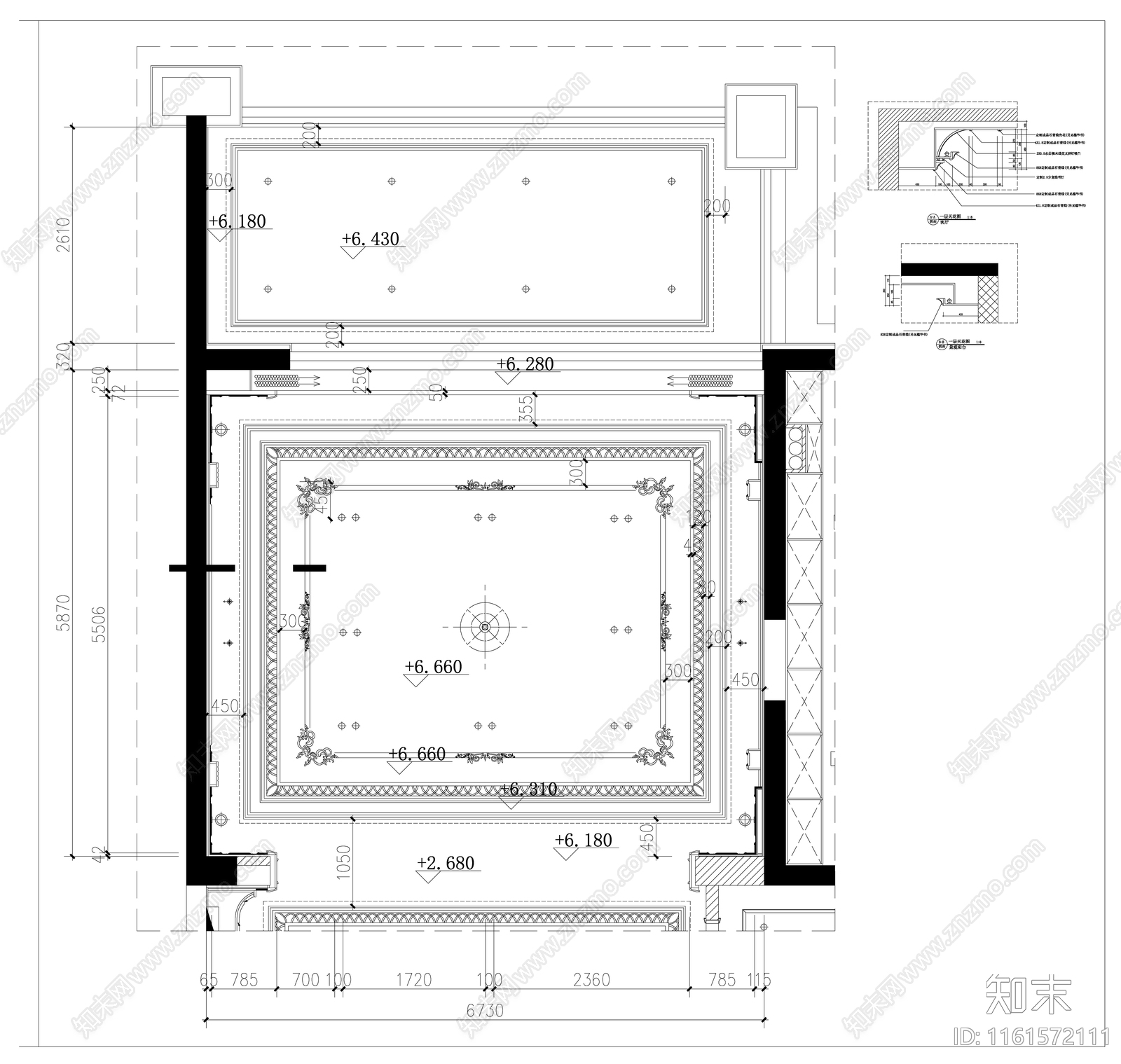 天花平面剖面施工图下载【ID:1161572111】