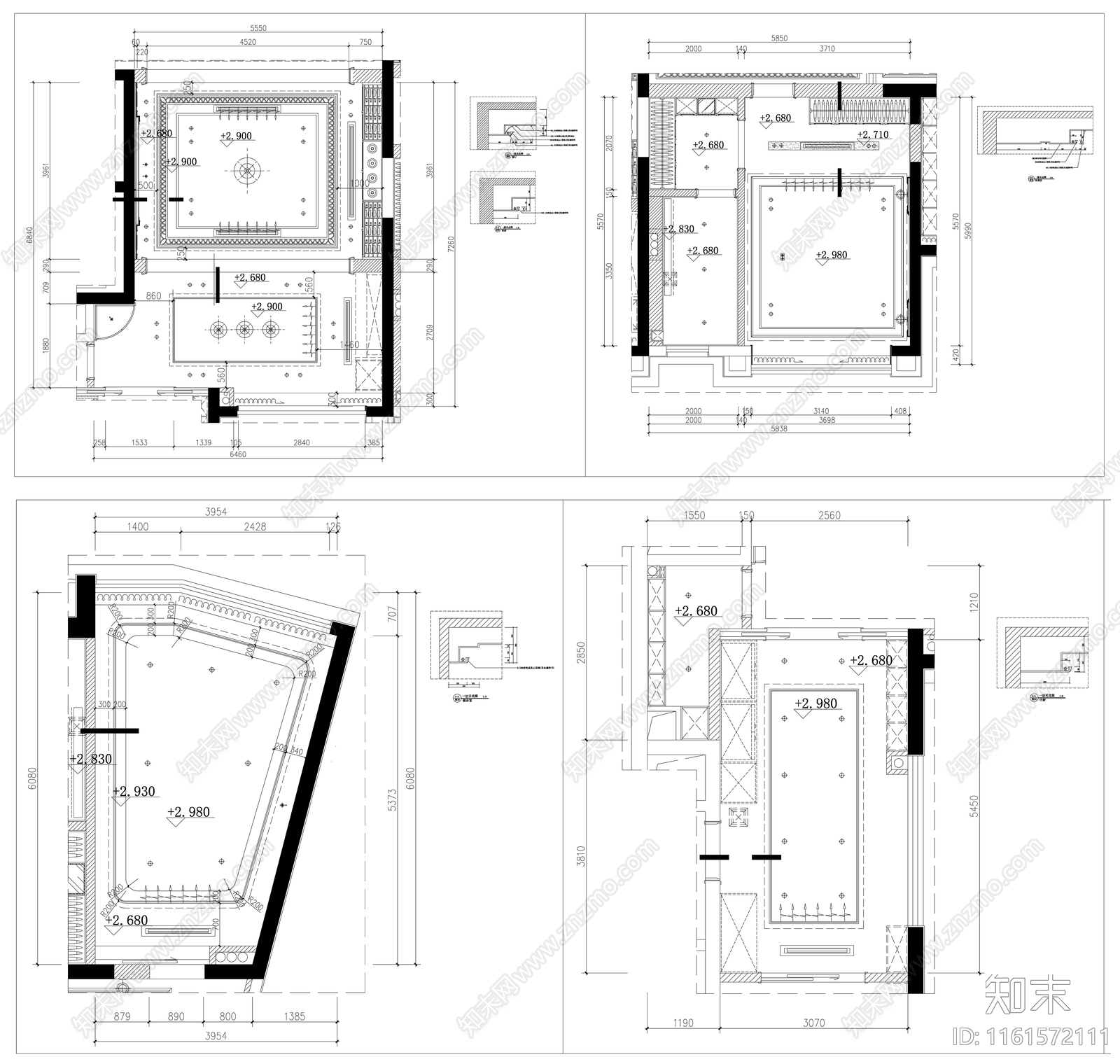 天花平面剖面施工图下载【ID:1161572111】