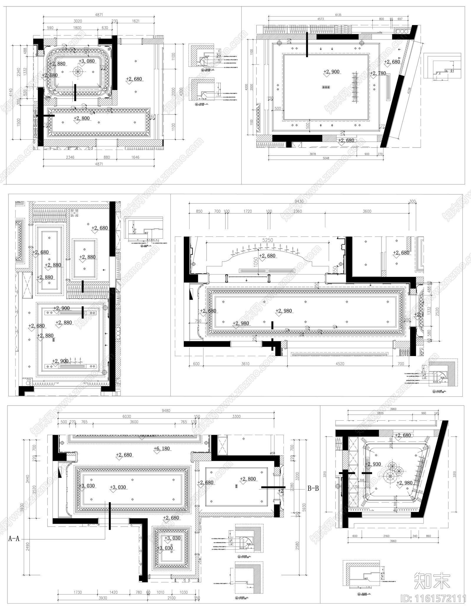 天花平面剖面施工图下载【ID:1161572111】