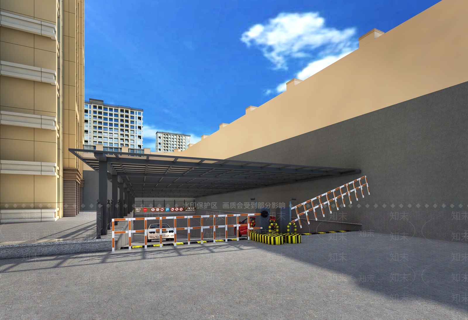 现代停车场入口3D模型下载【ID:1161579014】