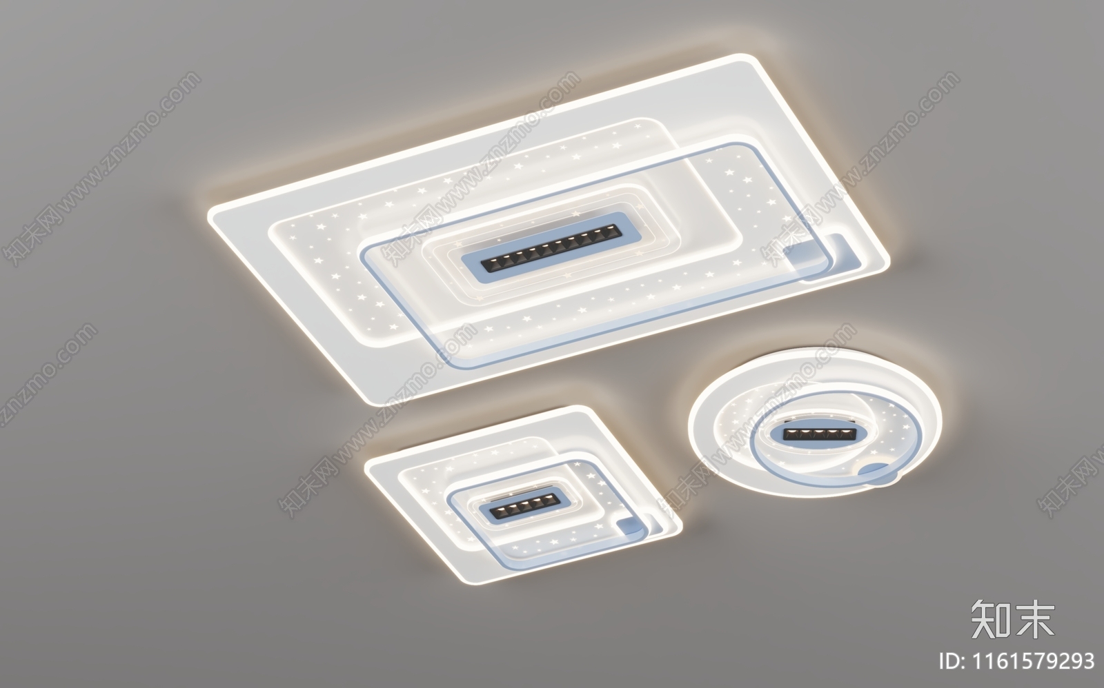 现代吸顶灯3D模型下载【ID:1161579293】