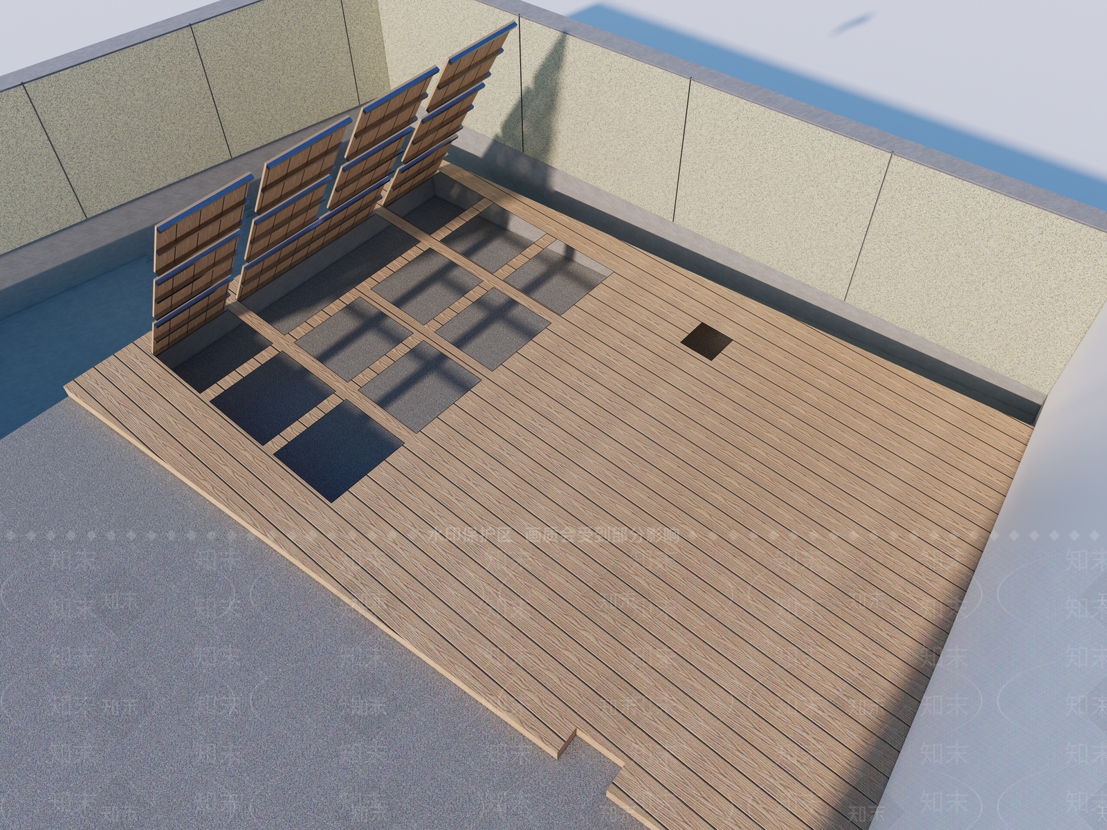 现代庭院防腐木地板SU模型下载【ID:1161579984】