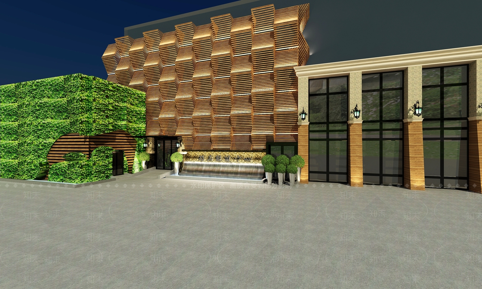 现代会所门头3D模型下载【ID:1161581471】