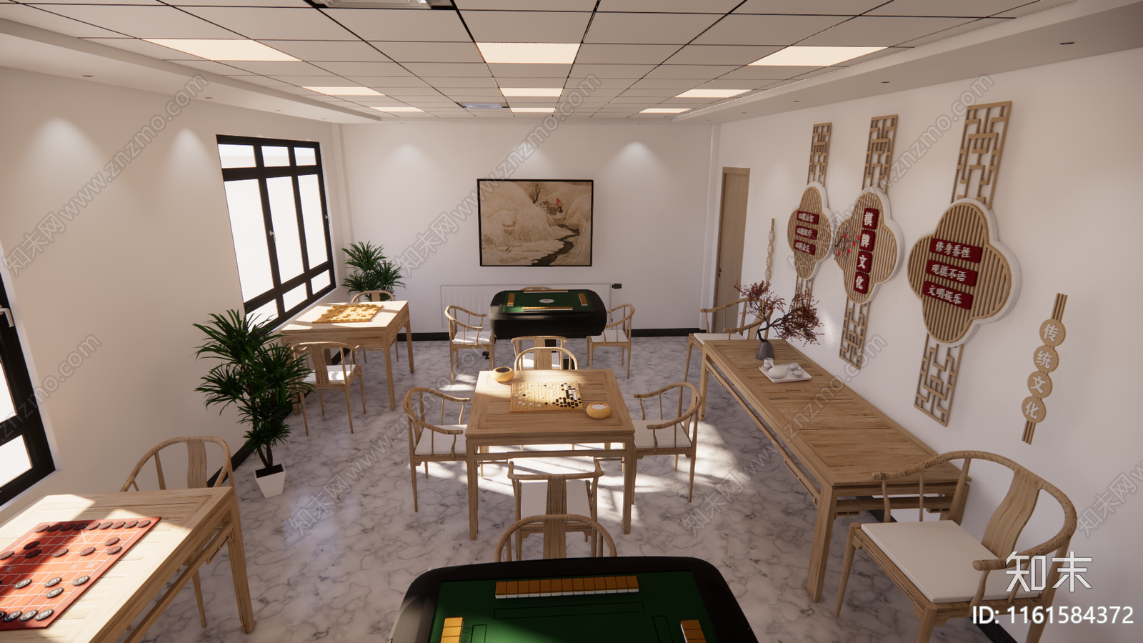 新中式棋牌室SU模型下载【ID:1161584372】