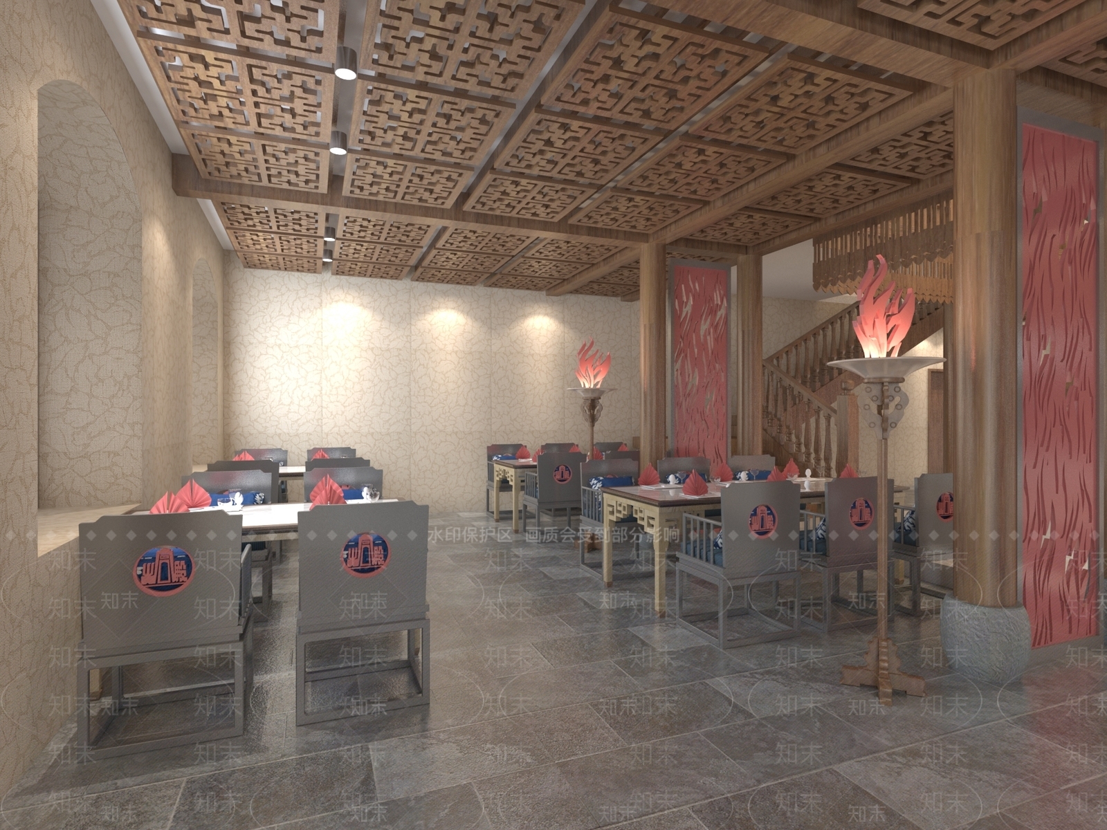 新中式餐厅3D模型下载【ID:1161585317】