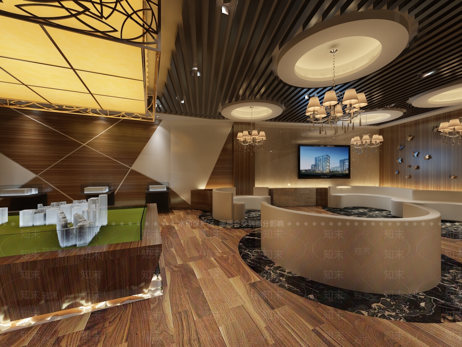现代售楼处大厅3D模型下载【ID:1161587423】