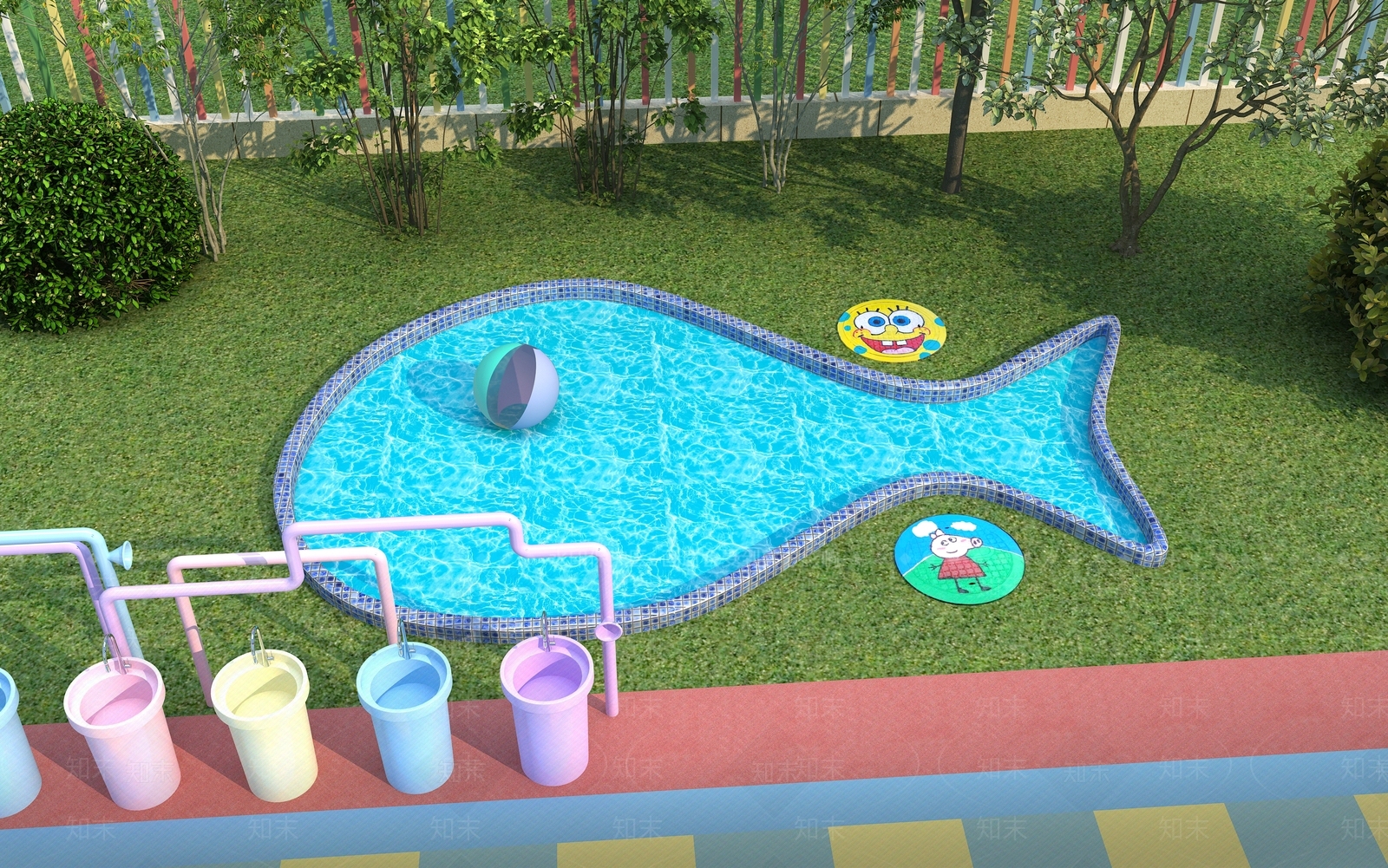 现代幼儿园洗手台3D模型下载【ID:1161594667】