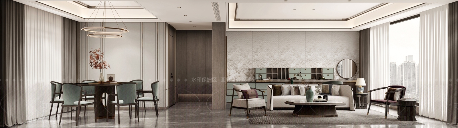新中式包厢3D模型下载【ID:1214602152】